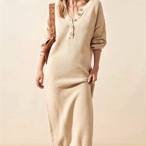Free People Cost Tan Knit Sweater Dress